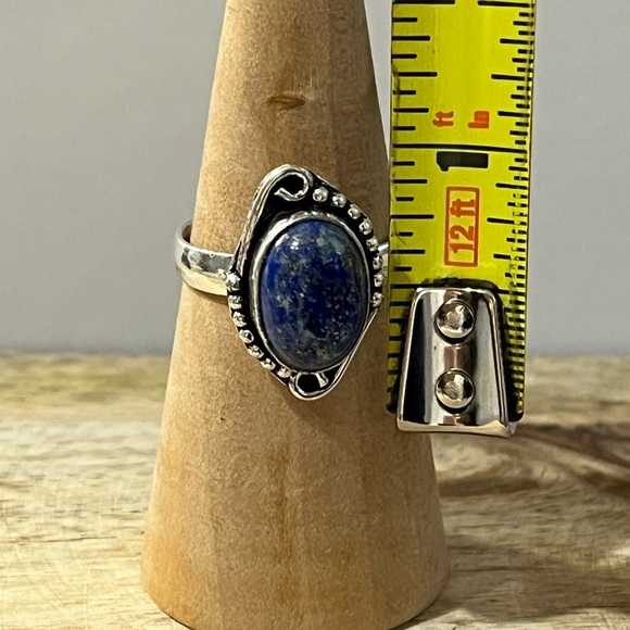 BLUE LAPIS LAZULI GEMSTONE RING 925 SILVER OVERLAY SIZE 10 - Picture 8 of 8